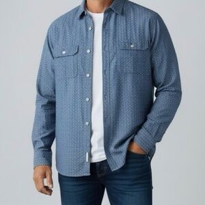 Old Navy Mens Button Down Shirt Long Sleeve Cotton Blue White Large